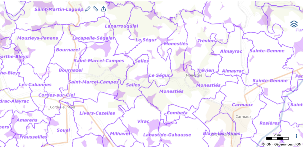 Carte des zones éligibles à l'éolien